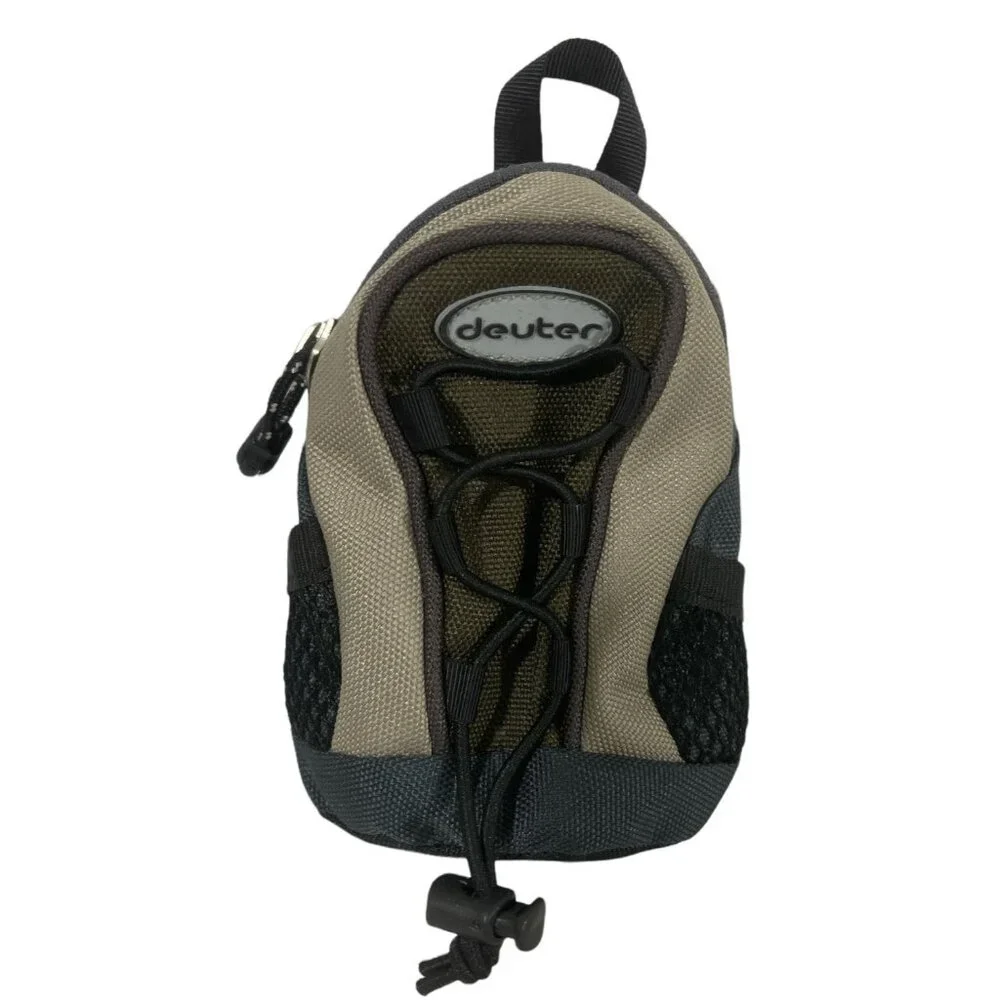 DEUTER mini backpack 4.5’‎ Black Tan Zip Closure
